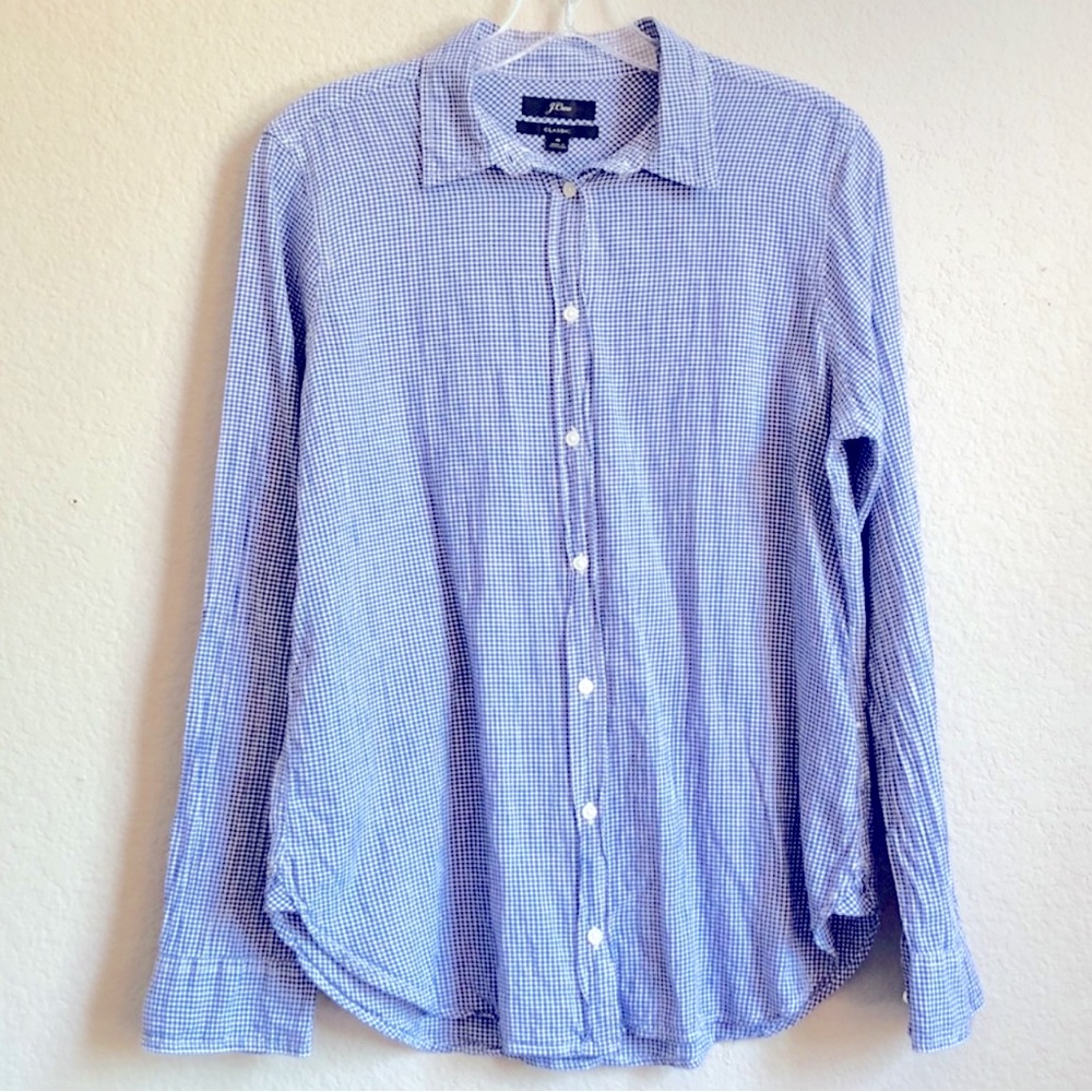 J. Crew Blue gingham Button Down Shirt 6